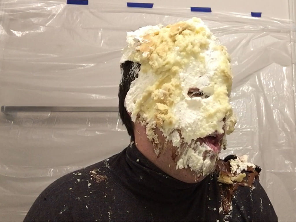 chris bassham add cream pie on face photo