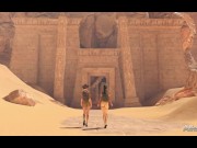 Best of Ebony and blonde futanari babes entertaining the egyptian princess